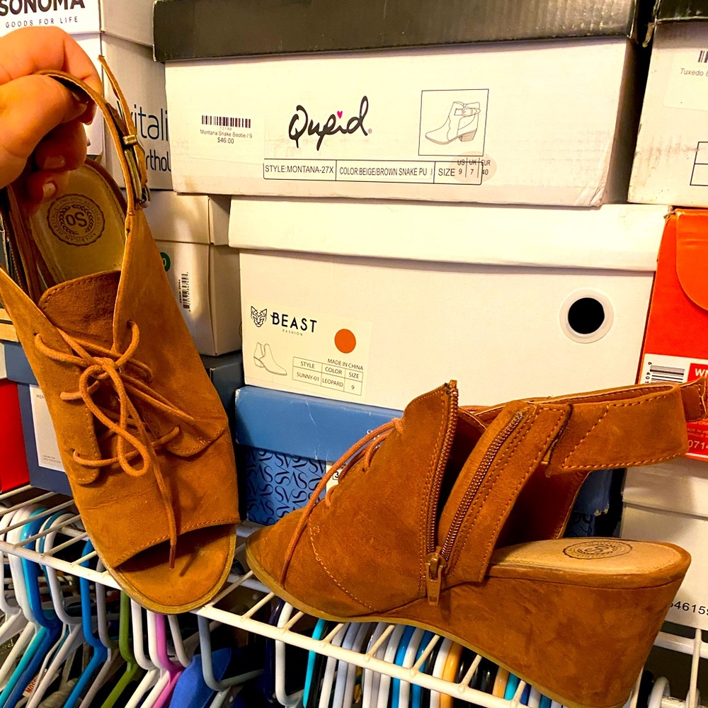 Brown Suede Wedges